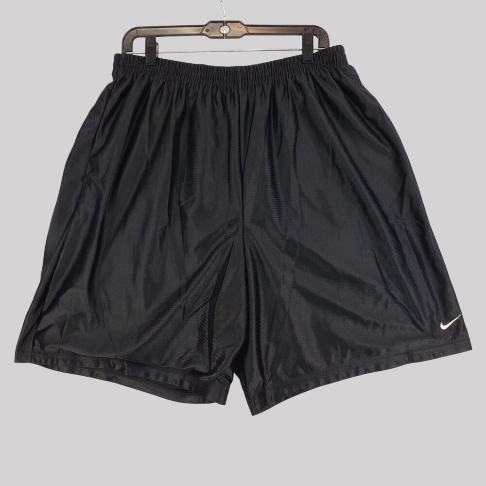 Vtg Y2K Nike Dazzle Shorts Basketball Shiny Silky Satin Black Sz XL